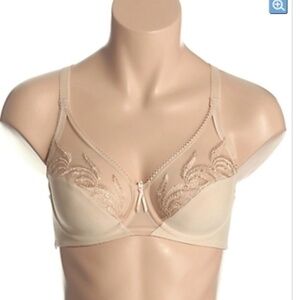 Wacoal Bra Sz.36DD Embroidery Underwire Nude/Sand #0526